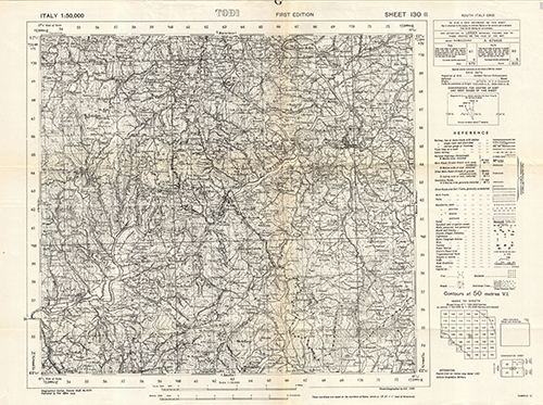 GSGS 4229 1:50,000 Todi Sheet 130 II