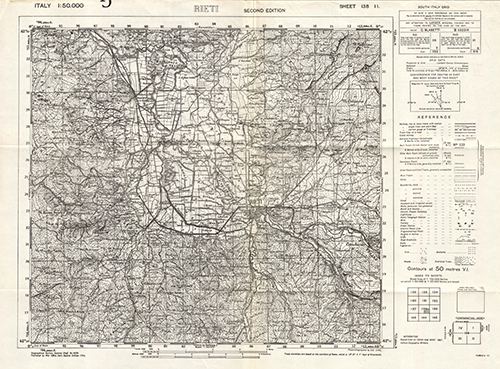 GSGS 4229 1:50,000 Rieti Sheet 138 II