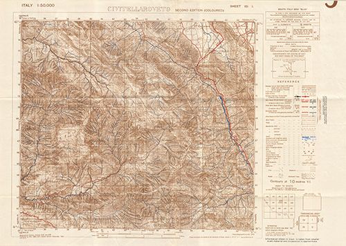 GSGS 4229 1:50,000 Civitellaroveto Sheet 151 I
