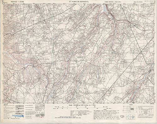 GSGS 4041 1:25,000 St Aubin de Bonneval Sheet 168 SE