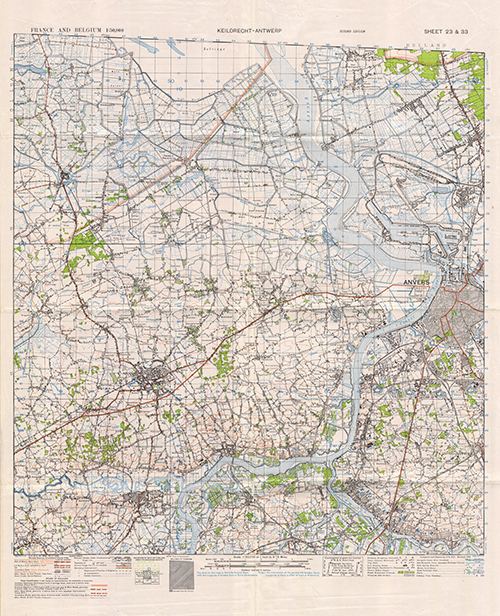 GSGS 4040 1:50,000 Kieldrecht/Antwerp Sheets 23 & 33