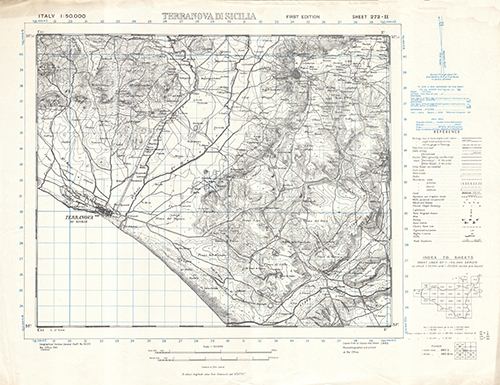 GSGS 4229 1:50,000 Terranova Di Sicilia Sheet 272 II