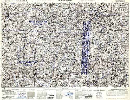 GSGS 4347 1:25,000 La Haye Pesnel Sheet 31/12 SE (UTM Grid)