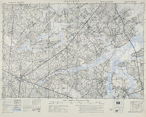 GSGS 4347 1:25,000 Periers Sheet 31/16 NE