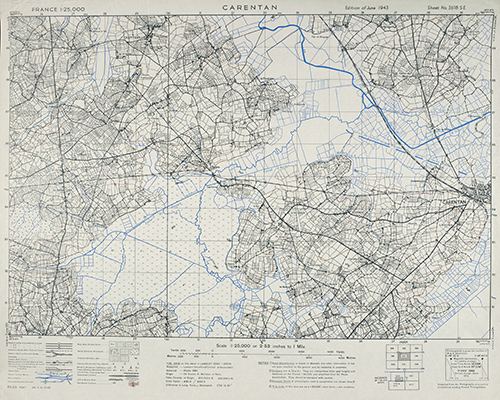 GSGS 4347 1:25,000 Carentan Sheet 31/18 SE