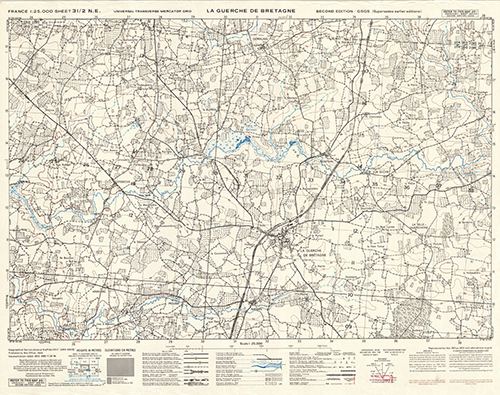 GSGS 4347 1:25,000 La Guerche de Bretagne Sheet 31/02 NE (UTM Grid)