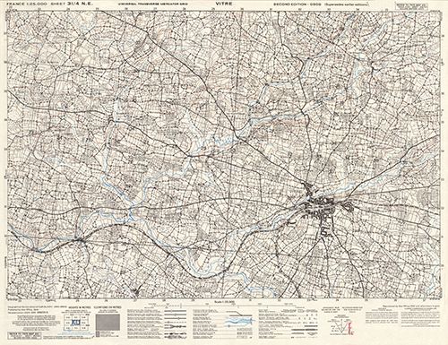GSGS 4347 1:25,000 Vitre Sheet 31/04 NE (UTM Grid)