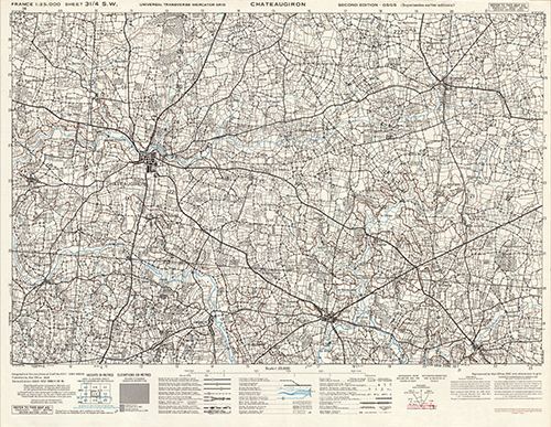 GSGS 4347 1:25,000 Chateaugiron Sheet 31/04 SW (UTM Grid)