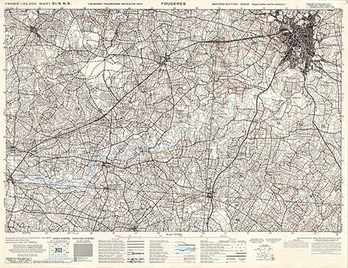 GSGS 4347 1:25,000 Fougeres Sheet 31/06 NE (UTM Grid)