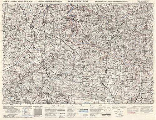 GSGS 4347 1:25,000 Sens de Bretagne Sheet 31/06 NW (UTM Grid)