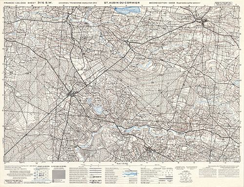 GSGS 4347 1:25,000 St Aubin du Cormier Sheet 31/06 SW (UTM Grid)