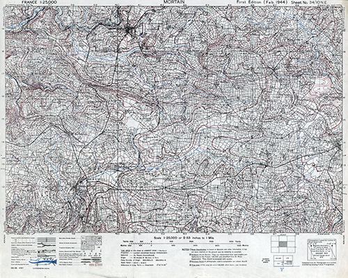 GSGS 4347 1:25,000 Mortain Sheet 34/10 NE