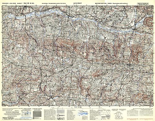 GSGS 4347 1:25,000 Juvigny Sheet 34/10 NW (UTM Grid)