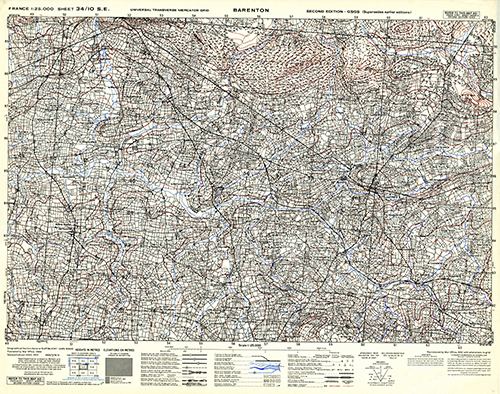 GSGS 4347 1:25,000 Barenton Sheet 34/10 SE (UTM Grid)