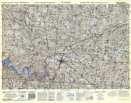 GSGS 4347 1:25,000 St Hilaire Sheet 34/10 SW (UTM Grid)