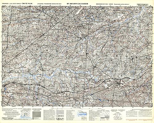 GSGS 4347 1:25,000 St Sever Calvados Sheet 34/12 NW (UTM Grid)