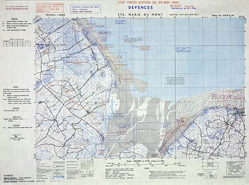 GSGS 4347 1:25,000 St Marie du Mont Sheet 34/18 NW