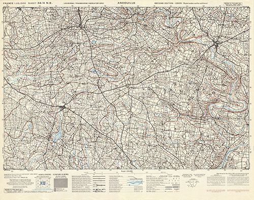 GSGS 4347 1:25,000 Andouille Sheet 34/04 NE (UTM Grid)