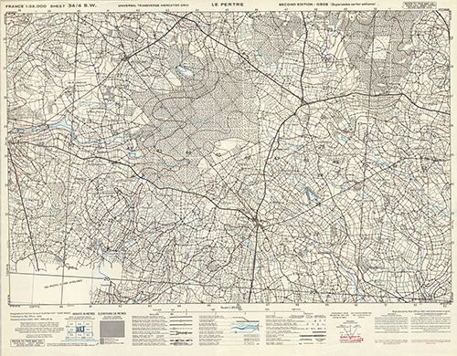 GSGS 4347 1:25,000 Le Pertre Sheet 34/04 SW (UTM Grid)