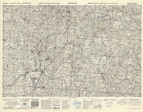 GSGS 4347 1:25,000 Louvigne Sheet 34/08 NW (UTM Grid)