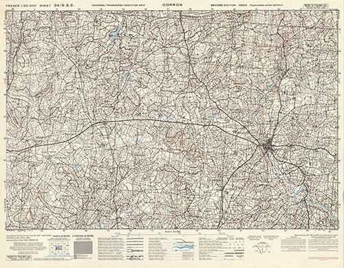 GSGS 4347 1:25,000 Gorron Sheet 34/08 SE (UTM Grid)