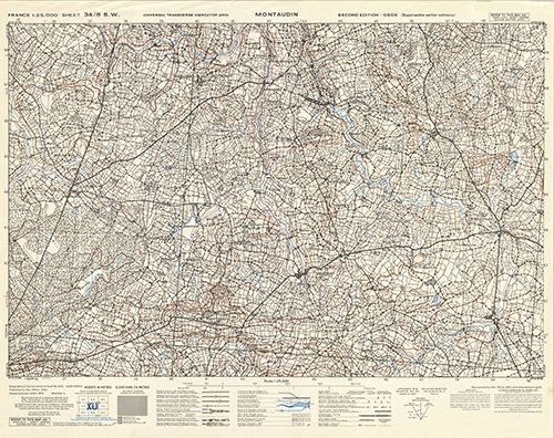 GSGS 4347 1:25,000 Montaudin Sheet 34/08 SW (UTM Grid)