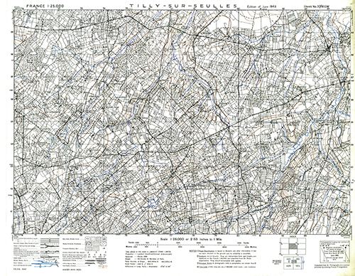 GSGS 4347 1:25,000 Tilly sur Seulles Sheet 37/16 SW
