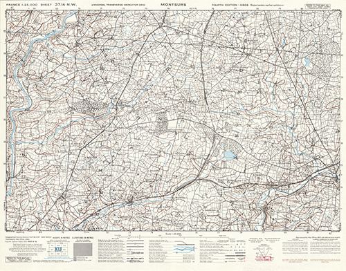 GSGS 4347 1:25,000 Montsurs Sheet 37/04 NW (UTM Grid)