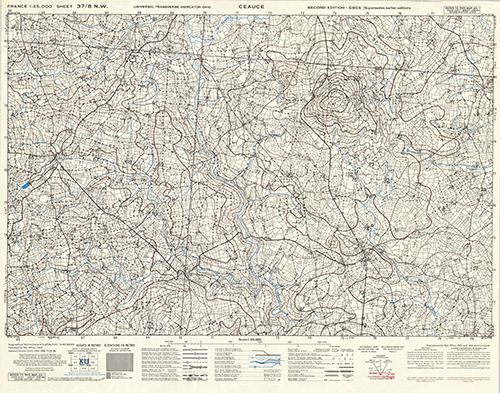 GSGS 4347 1:25,000 Ceauce Sheet 37/08 NW (UTM Grid)