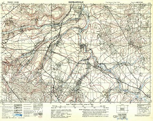 GSGS 4347 1:25,000 Damlainville Sheet 40/12 NE
