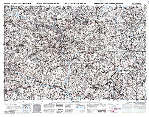 GSGS 4347 1:25,000 St Leonard des Bois Sheet 40/06 NE (UTM Grid)