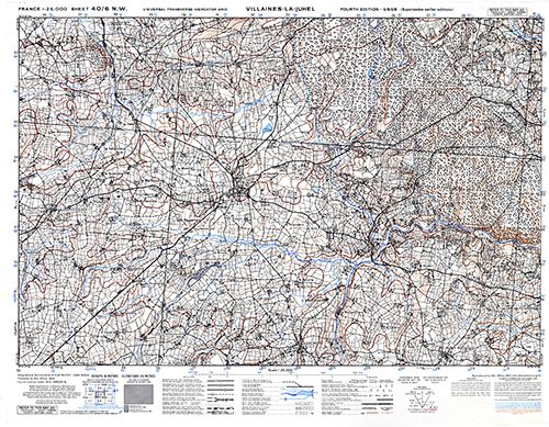 GSGS 4347 1:25,000 Villaines la Juhel Sheet 40/06 NW (UTM Grid)