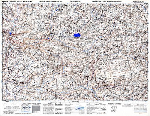 GSGS 4347 1:25,000 Couptrain Sheet 40/08 NW (UTM Grid)