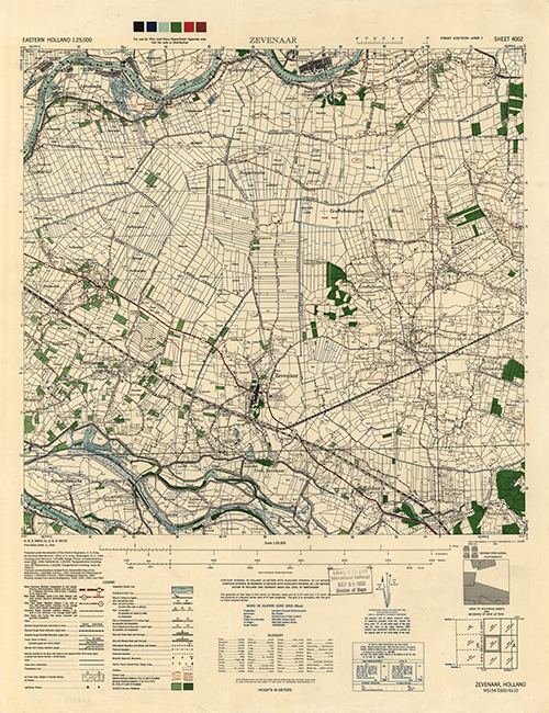 GSGS 4427 1:25,000 Zevenaar Sheet 4002