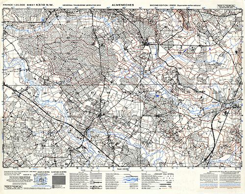 GSGS 4347 1:25,000 Almeneches Sheet 43/10 NW (UTM Grid)