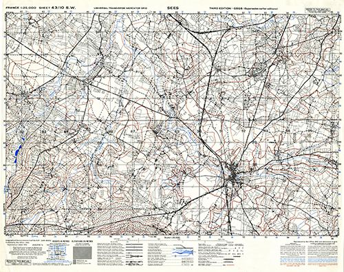 GSGS 4347 1:25,000 Sees Sheet 43/10 SW (UTM Grid)