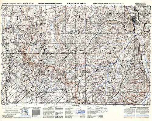 GSGS 4347 1:25,000 Vimoutiers West Sheet 43/12 NW (UTM Grid)