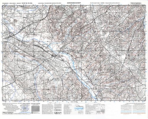 GSGS 4347 1:25,000 Grandchamp Sheet 43/14 NW (UTM Grid)