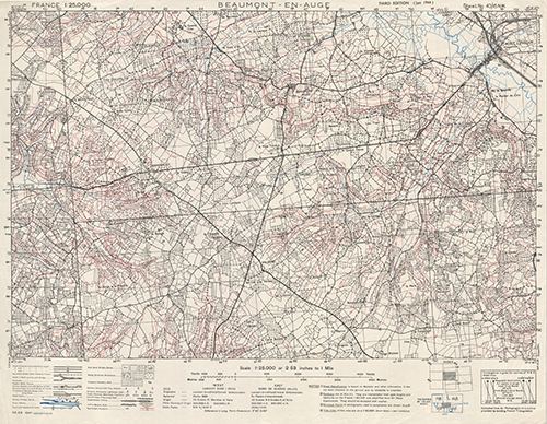 GSGS 4347 1:25,000 Beaumont en Auge v2 Sheet 43/16 NW