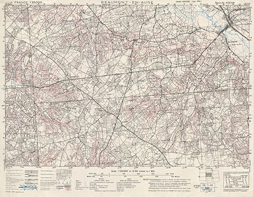 GSGS 4347 1:25,000 Beaumont en Auge v2 Sheet 43/16 NW