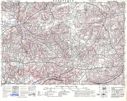 GSGS 4347 1:25,000 Cambremer Sheet 43/16 SW