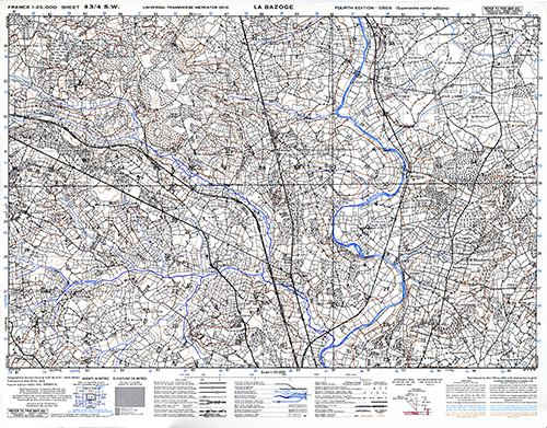 GSGS 4347 1:25,000 La Bazoge Sheet 43/04 SW (UTM Grid)