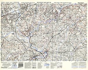 GSGS 4347 1:25,000 Beaumont sur Sarthe Sheet 43/06 SW (UTM Grid)