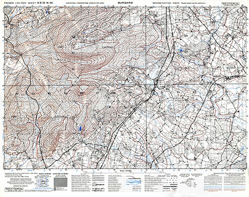 GSGS 4347 1:25,000 Bursard Sheet 43/08 NW (UTM Grid)