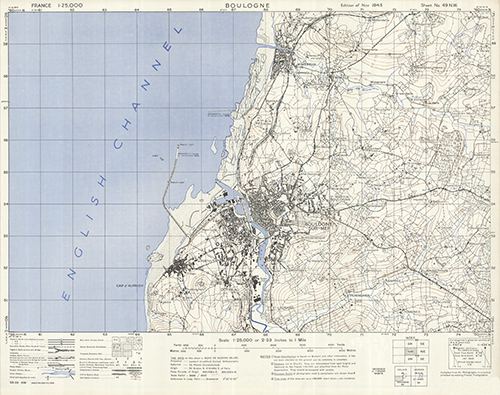 GSGS 4041 1:25,000 Bolougne Sheet 49 NW