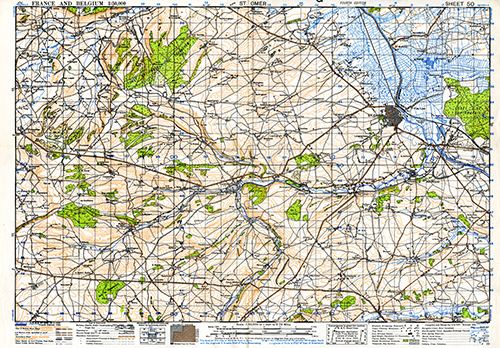 GSGS 4040 1:50,000 St Omer Sheet 50