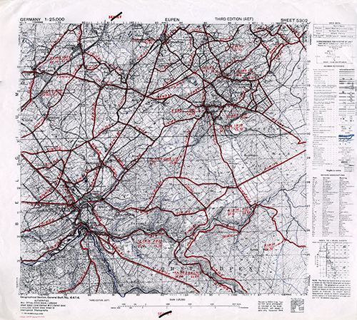 GSGS 4414 1:25,000 Eupen (marked) Sheet 5302