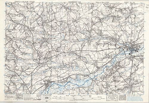GSGS 4041 1:25,000 Grammont NE Sheet 54 NE