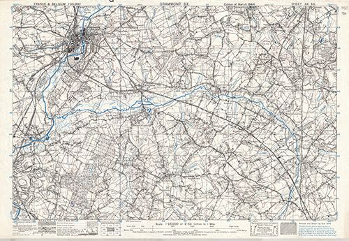 GSGS 4041 1:25,000 Grammont SE Sheet 54 SE