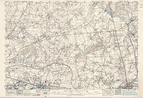 GSGS 4041 1:25,000 Tournai NE Sheet 64 NE